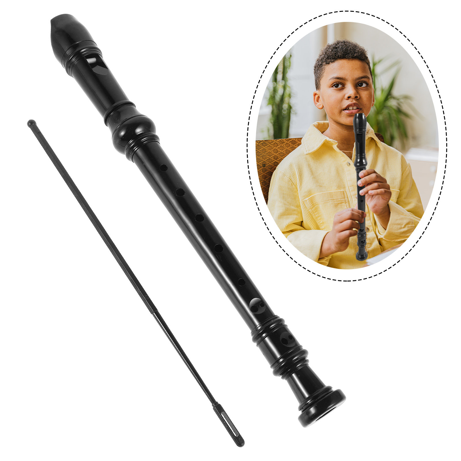 Soprano Recorder Plastic - 8 Hole Black Transparent ABS Plastic