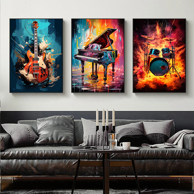 Frameless Abstract Colorful Ar - Picture Of Musical Instrument 评论和价格